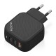 AISENS Cargador GaN 65W, 2xUSB-C PD3.0 QC4.0, 1xUSB-A QC3.0, Negro