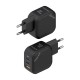 AISENS Cargador GaN 65W, 2xUSB-C PD3.0 QC4.0, 1xUSB-A QC3.0, Negro