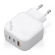 AISENS Cargador GaN 65W, 2xUSB-C PD3.0 QC4.0, 1xUSB-A QC3.0, Blanco