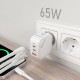 AISENS Cargador GaN 65W, 2xUSB-C PD3.0 QC4.0, 1xUSB-A QC3.0, Blanco