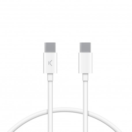 Ksix Cable de carga y datos USB-C a USB-C 12 W, USB 3.0, 1 m, Blanco