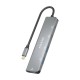 AISENS Hub USB 3.2 Gen1 5G USB-C, USB-C/M-1xUSB-C PD100W/H-1xUSB-C/H-3xUSB-A/H, Gris, 15cm