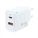 CARGADOR PARED/VIAJE 3.0 GaN USB-C/PD + USB-A 30W BLANCO COOLBOX