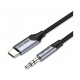 Vention Cable Conversor Audio BGKHF/ USB Tipo-C Macho - Jack 3.5 Macho/ 1m/ Gris