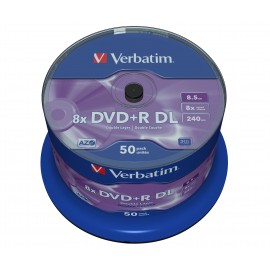 Verbatim DVD+R Double Layer 8x Matt Silver 50pk Spindle 43758