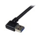 StarTech.com Cable 1m USB 3.0 Super Speed USB B Macho a USB A Macho Acodado en Ángulo a la Derecha - Negro USB3SAB1MRA