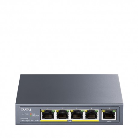 CUDY - Cudy GS1005P switch Gigabit Ethernet (10/100/1000) Energía sobre Ethernet (PoE) Gris - gs1005p