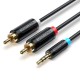 VENTION - Vention Cable Estéreo BCLBI/ Jack 3.5 Macho - 2x RCA Macho/ 3m/ Negro - BCLBI