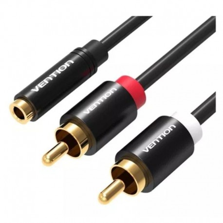 VENTION - CABLE AUDIO ESTEREO JACK 3.5/H 2xRCA/M 1 M NEGRO VENTION - VAB-R01-B100