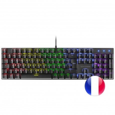 Mars Gaming MK422 Negro Teclado Mecánico Gaming RGB Antighosting Switch Mecánico Azul Idioma Francés