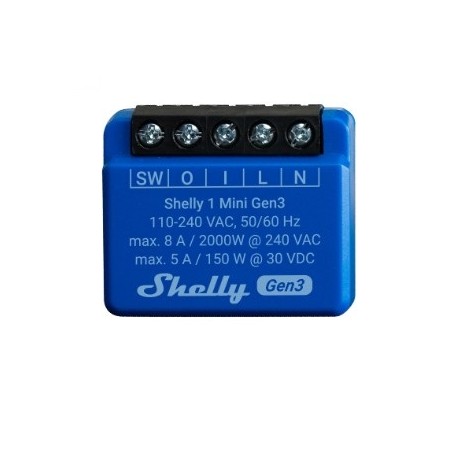 Shelly 1 Mini Gen3 Interruptor inteligente 1P Azul