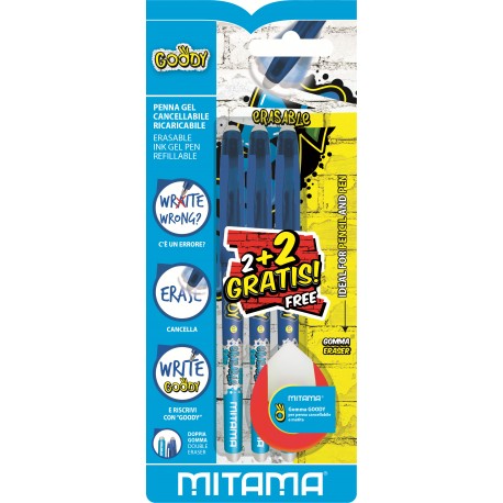 Mitama Penna Cancellabile Blu Goody 2pz Bolígrafo de gel con tapa Azul