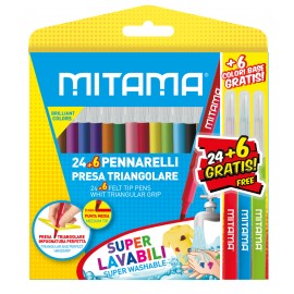 MITAMA - Mitama Pennarelli Super Lavabili Presa Triangolare pz. 24 marcador 30 pieza(s) Punta fina Multicolor - 8026624619963