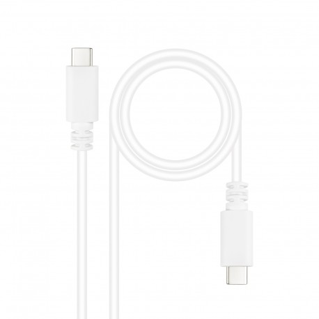 Nanocable Cable USB 2.0 3A, tipo USB-C/M-USB-C/M, Blanco, 1 m