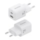 AISENS Cargador Gan 35W, 1xUSB-C PD3.0 QC4.0, 1xUSB-A QC3.0, Blanco