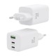 AISENS Cargador Gan 65W, 2xUSB-C PD3.0 QC4.0, 1xUSB-A QC3.0, Blanco