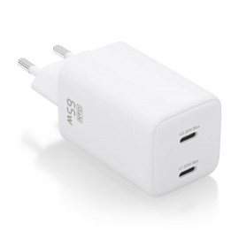 AISENS Cargador Gan 65W, 2xUSB-C PD3.0 QD4.0, Blanco