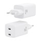 AISENS Cargador Gan 65W, 2xUSB-C PD3.0 QD4.0, Blanco