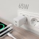 AISENS Cargador Gan 65W, 2xUSB-C PD3.0 QD4.0, Blanco