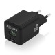 AISENS Cargador Gan 30W, 1xUSB-C PD3.0 QC4.0, 1xUSB-A QC3.0, Negro