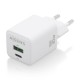 AISENS Cargador Gan 30W, 1xUSB-C PD3.0 QC4.0, 1xUSB-A QC3.0, Blanco