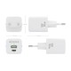 AISENS Cargador Gan 30W, 1xUSB-C PD3.0 QC4.0, 1xUSB-A QC3.0, Blanco