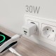 AISENS Cargador Gan 30W, 1xUSB-C PD3.0 QC4.0, 1xUSB-A QC3.0, Blanco