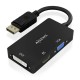 AISENS Conversor Displayport V1.2 a VGA/DVI/HDMI, DP 1.2/M-VGA/H-DVI/H-HDMI/H 4K, Negro, 15cm