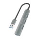 AISENS HUB USB 3.0 Aluminio, 1xUSB3.0 A/H+3xUSB2.0 A/H, Gris, 10cm