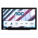 01 Series I1601P pantalla para PC 39,6 cm (15.6) 1920 x 1080 Pixeles Full HD LED Plata, Negro