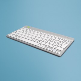 Teclado ergonómico R-Go Compact Break, teclado compacto con software de pausa, QWERTY (ES), bluetooth, blanco