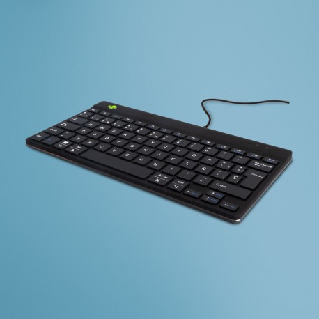 Teclado ergonómico R-Go Compact Break, teclado compacto con software de pausa, QWERTY (ES), cableado, negro