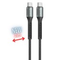 Cable qchar prague usb tipo c - 2m - aleacion de aluminio negro cordon de tela suave