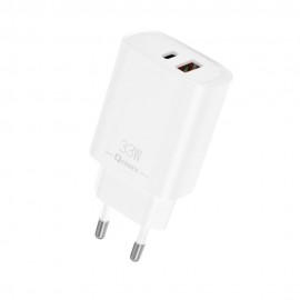 Cargador qcharx eros 3a 33w 1 x usb tipo a - 1 x usb tipo c blanco