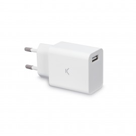 Ksix Cargador de red 12 W, Puerto USB-A, Blanco