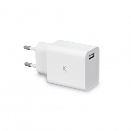 Ksix Cargador de red 12 W, Puerto USB-A, Blanco