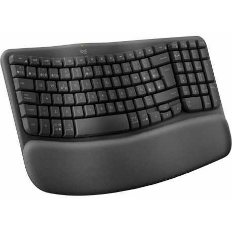 Logitech Wave Keys, teclado ergonómico inalámbrico con reposamanos acolchado