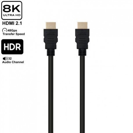 EWENT ULTRA HIGH SPEED HDMI 2.1 CABLE WITH ETHERNET, BLACK, M/M 8,0M, 8K@60HZ, HDR