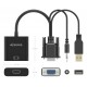 AISENS Cable conversor SVGA+Audio a HDMI, SVGA/M+Jack 3.5/M+USB-A/M-HDMI A/H, Negro, 20cm