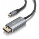 AISENS Cable Conversor Aluminio Bidireccional USB-C A DisplayPort 8K@60Hz, USB-C/M-DP/M, Negro, 1.8m