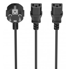 AISENS Cable Alimentacion CPU, CEE7/M-2xC13/H, Negro, 3.0m