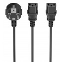 AISENS Cable Alimentacion CPU, CEE7/M-2xC13/H, Negro, 3.0m