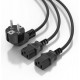 AISENS Cable Alimentacion CPU, CEE7/M-2xC13/H, Negro, 3.0m