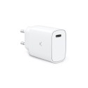 Ksix Cargador de red 20 W, Power Delivery, Carga rápida, Puerto USB-C, Blanco - bxcdc20pd