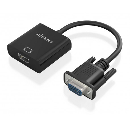 AISENS Cable conversor SVGA+Audio a HDMI, SVGA/M+Jack 3.5/H+USB MicroB/H-HDMI A/H, Negro, 20cm - A115-0873