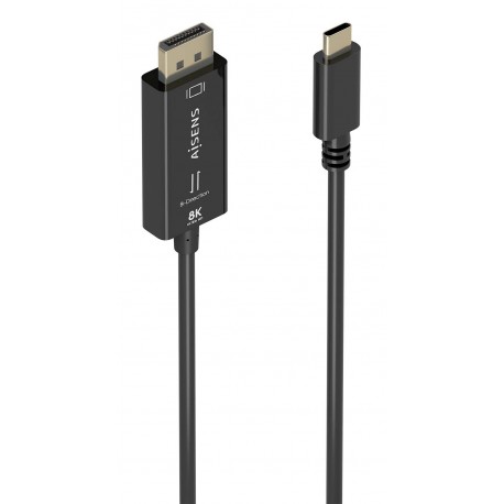 AISENS Cable Conversor Bidireccional USB-C A DISPLAYPORT 8K@60Hz, USB-C/M-DP/M, Negro, 1.8m - A109-0879