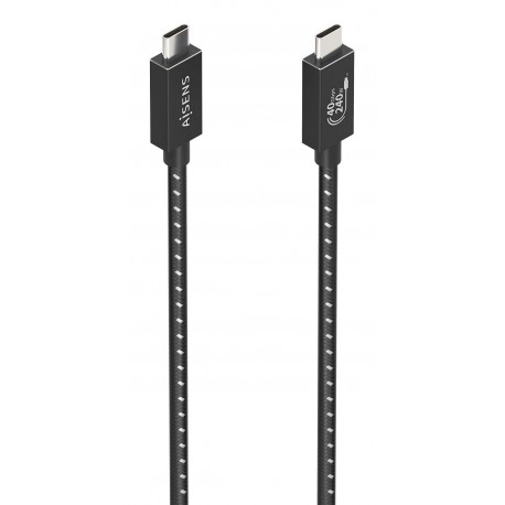 AISENS Cable USB4 Gen3x2 Aluminio 40Gbps 8K@60Hz 5A 48V 240W E-Mark, Tipo USB-C/M-USB-C/M, Negro, 1.5m - A156-0868