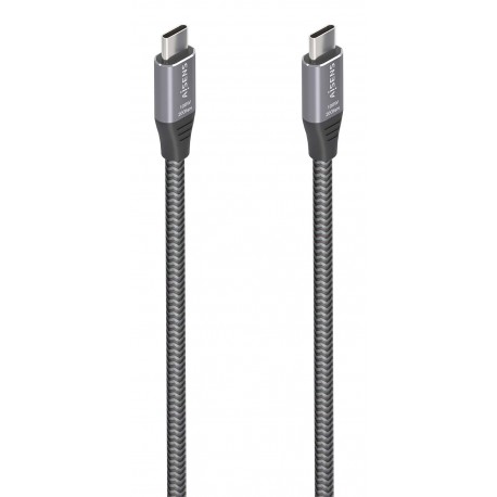 AISENS Cable USB 3.2 Gen2x2 Aluminio 20Gbps 8K@30Hz 5A 100W E-Mark, Tipo USB-C/M-USB-C/M, Gris, 3.0m - A107-0875