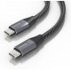 AISENS Cable USB 3.2 Gen2x2 Aluminio 20Gbps 8K@30Hz 5A 100W E-Mark, Tipo USB-C/M-USB-C/M, Gris, 3.0m - A107-0875