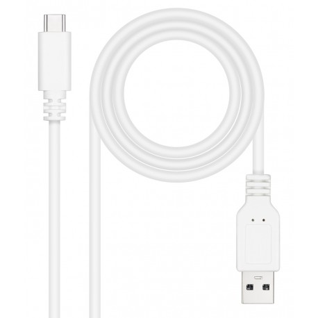 NANOCABLE CABLE USB 2.0 3A, TIPO USB-C/M-A/M, BLANCO, 0.5 M